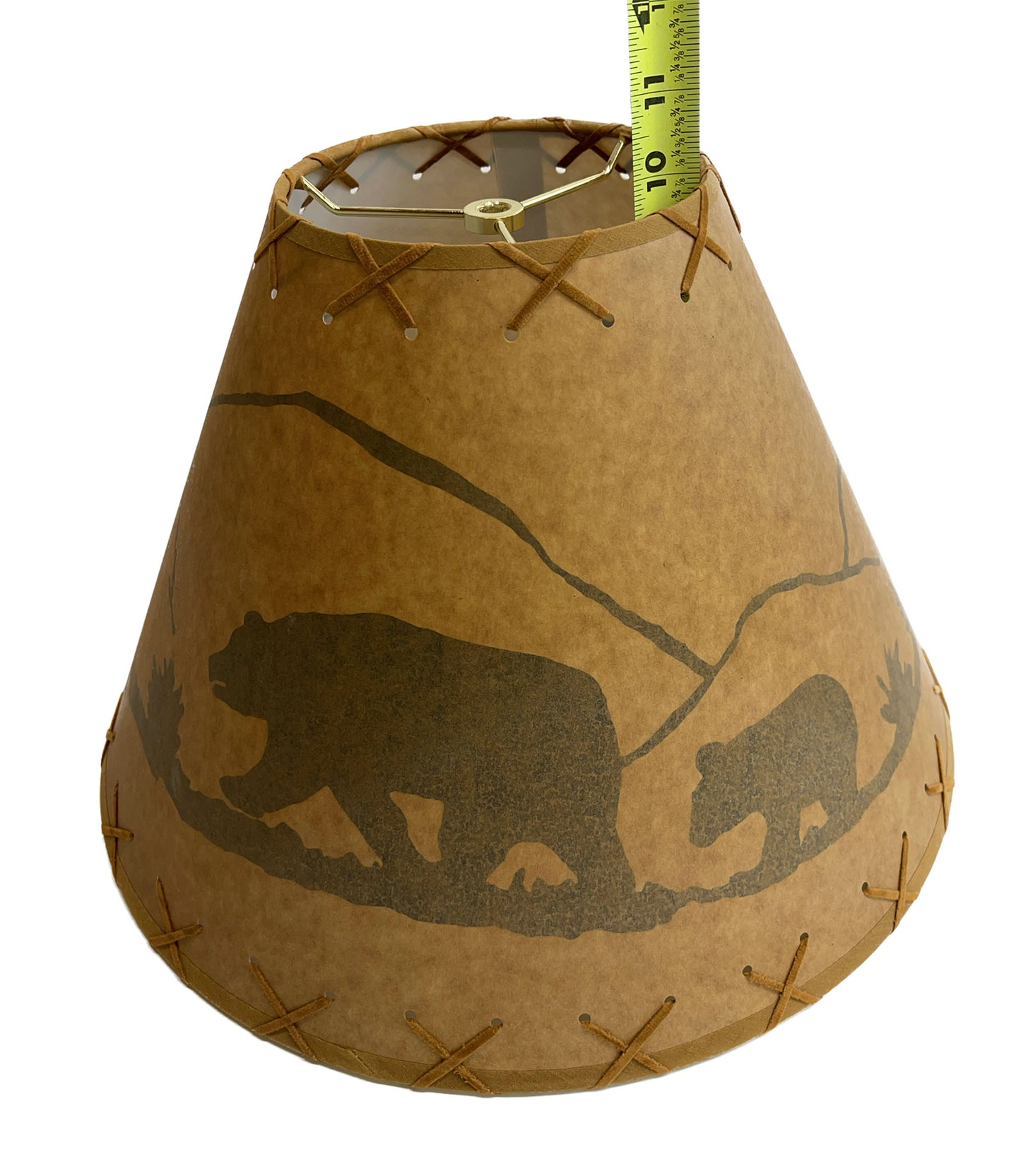 Rustic Oiled Kraft Lamp Shade with Bear Design - 16"