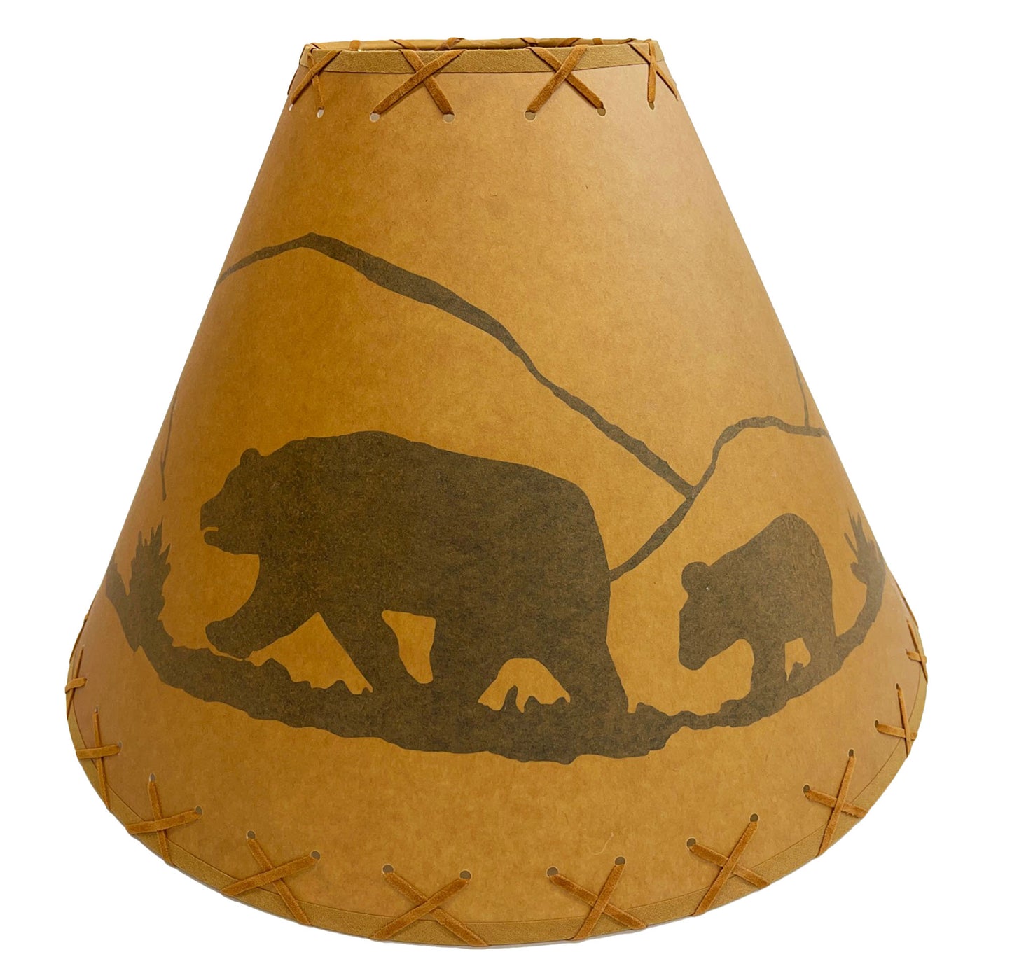 Rustic Oiled Kraft Lamp Shade with Bear Design - 18"