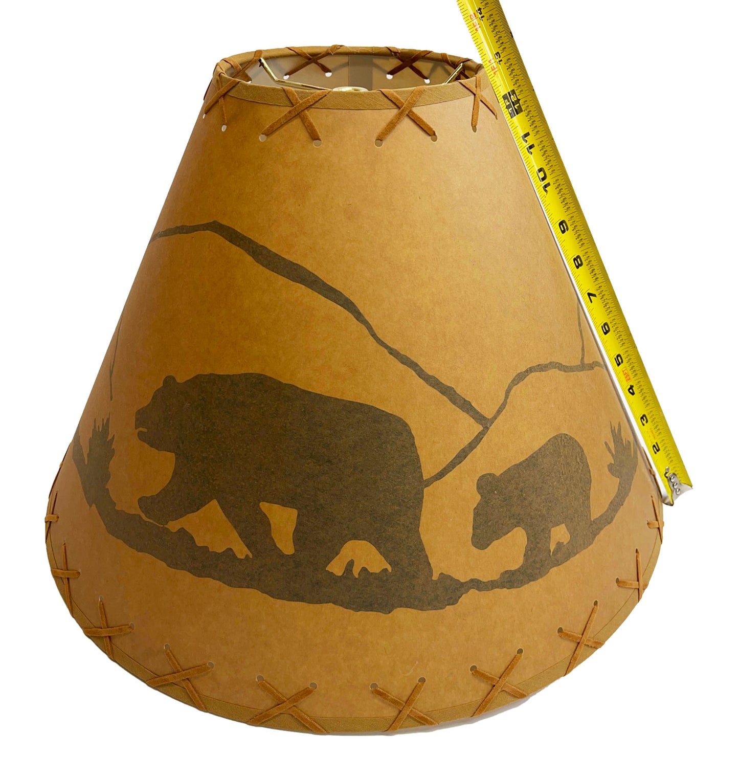 Rustic Oiled Kraft Lamp Shade with Bear Design - 18"