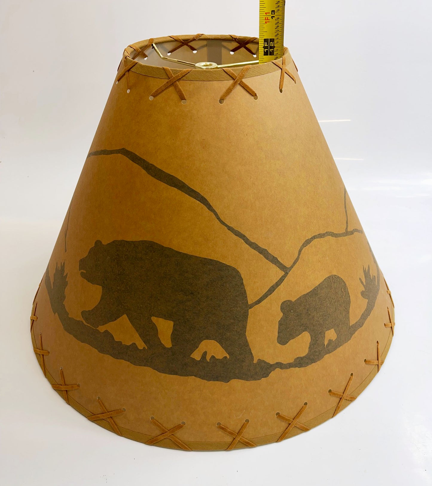 Rustic Oiled Kraft Lamp Shade with Bear Design - 18"