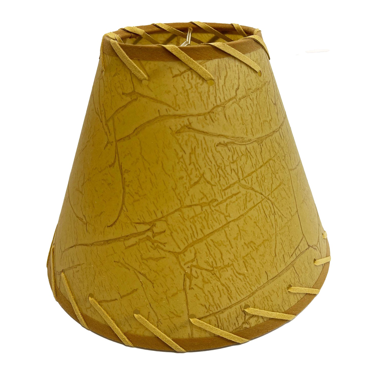 Rustic Oiled Kraft Crackled Clip-On Lamp Shade with Lacing - 9"