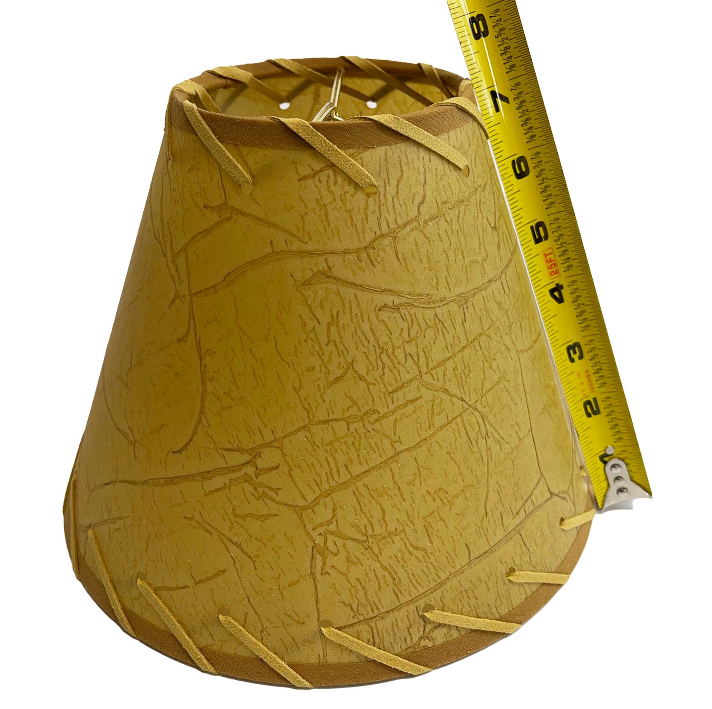 Rustic Oiled Kraft Crackled Clip-On Lamp Shade with Lacing - 9"