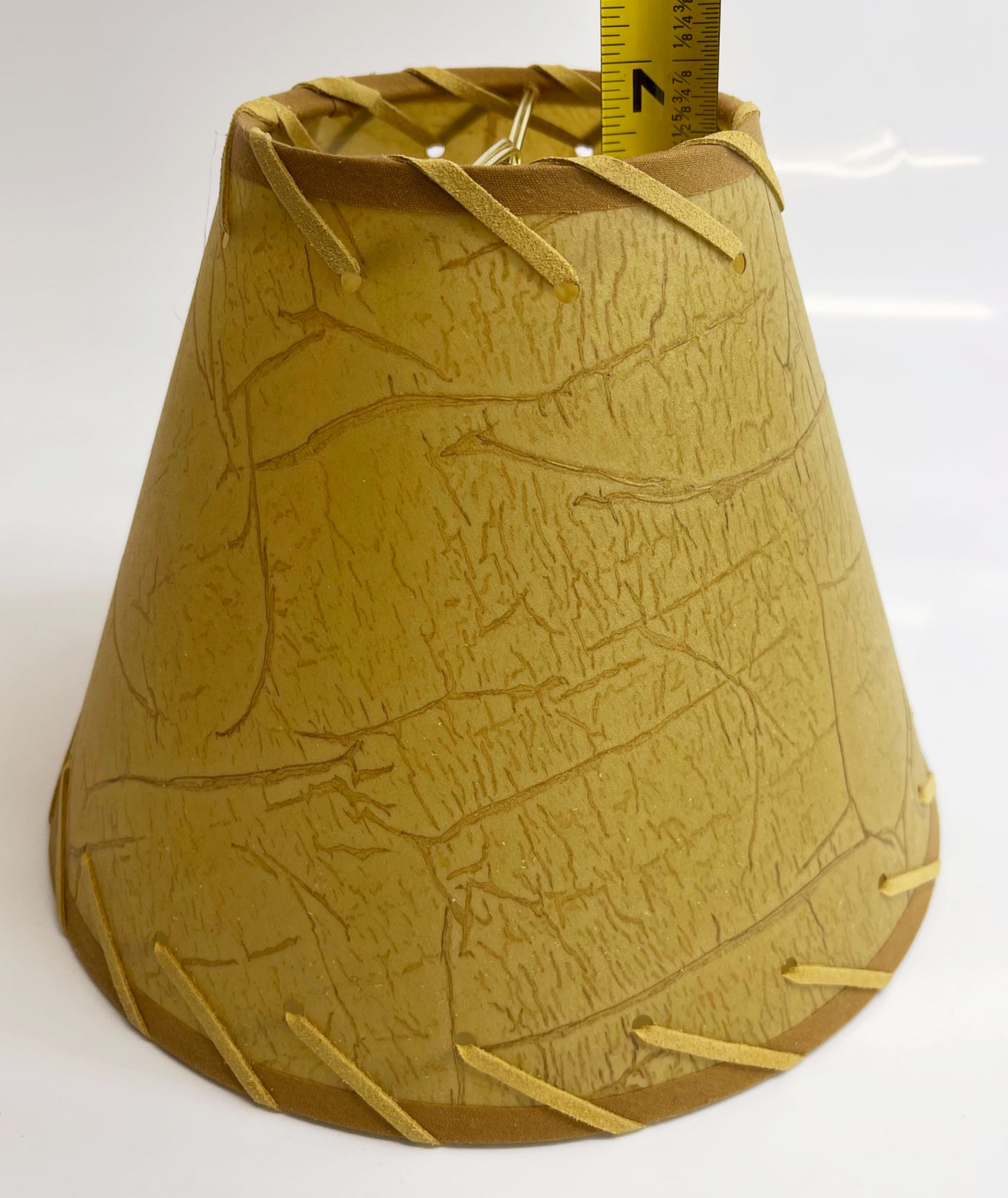 Rustic Oiled Kraft Crackled Clip-On Lamp Shade with Lacing - 9"