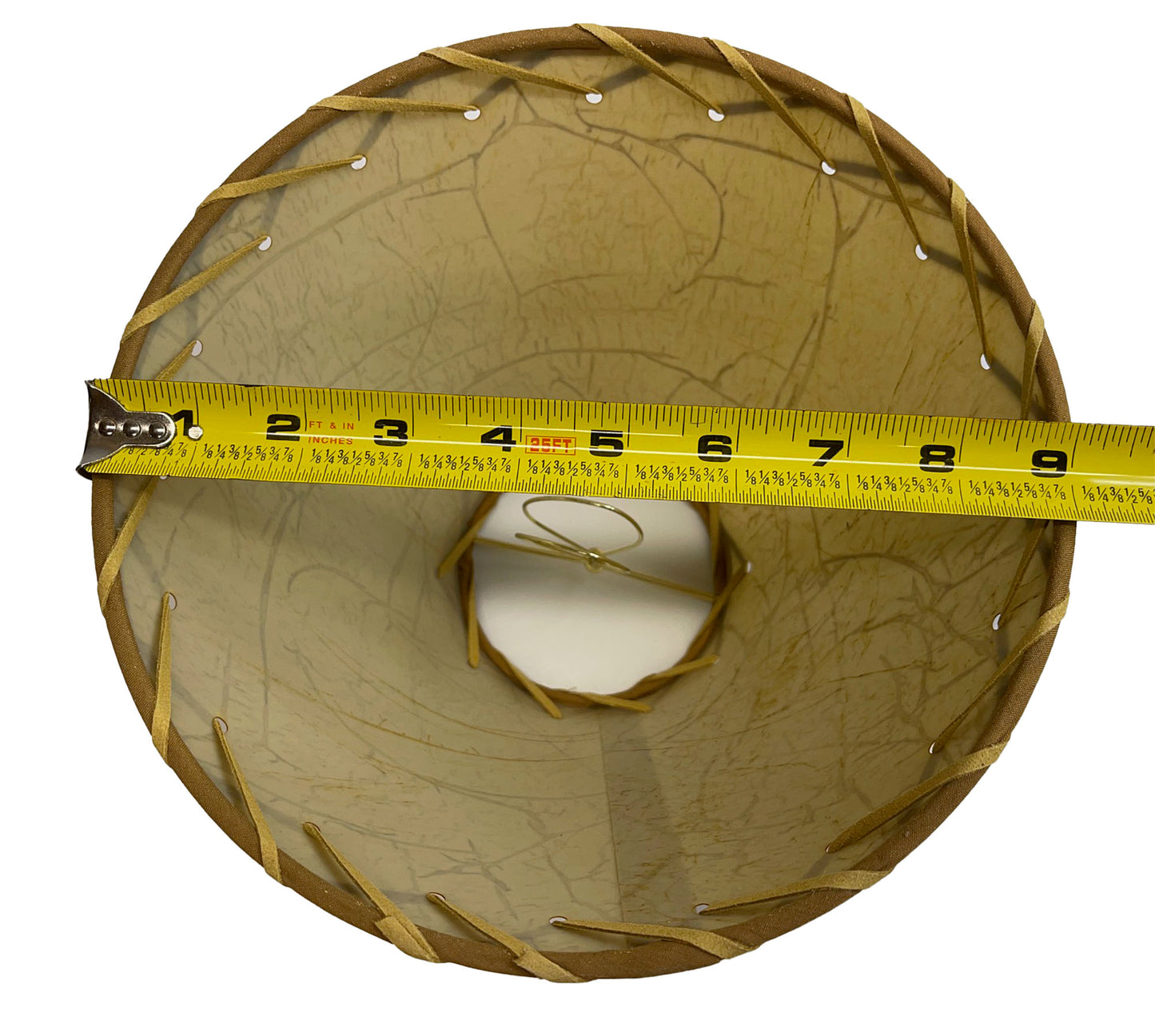 Rustic Oiled Kraft Crackled Clip-On Lamp Shade with Lacing - 9"