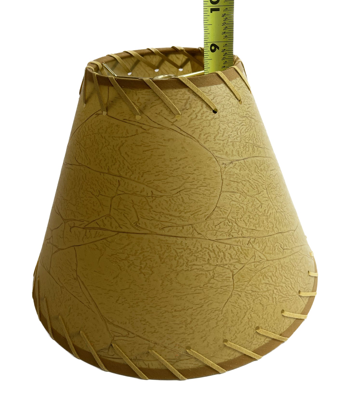 Rustic Oiled Kraft Crackled Lamp Shade with Suede Lacing - 12"