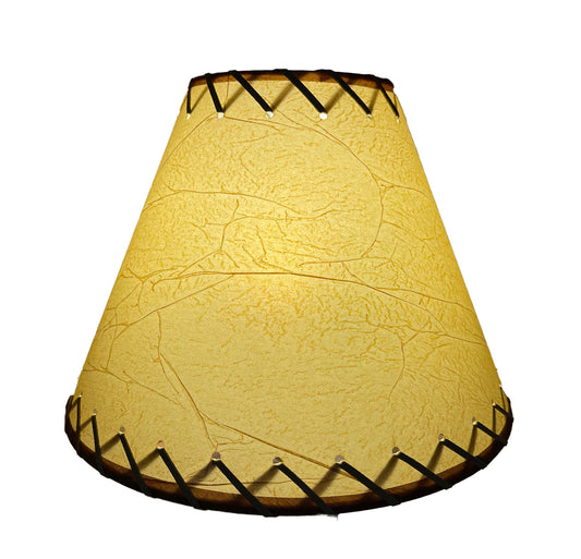 Rustic Oiled Kraft Crackled Lamp Shade with Suede Lacing - 12"