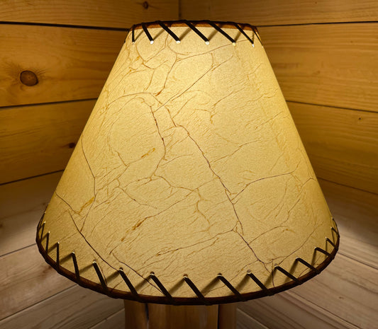 Rustic Oiled Craft Paper Crackled Lamp Shade with Suede Lacing - 16"