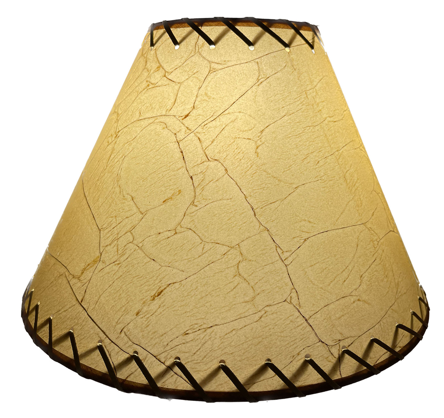 Rustic Oiled Craft Paper Crackled Lamp Shade with Suede Lacing - 16"