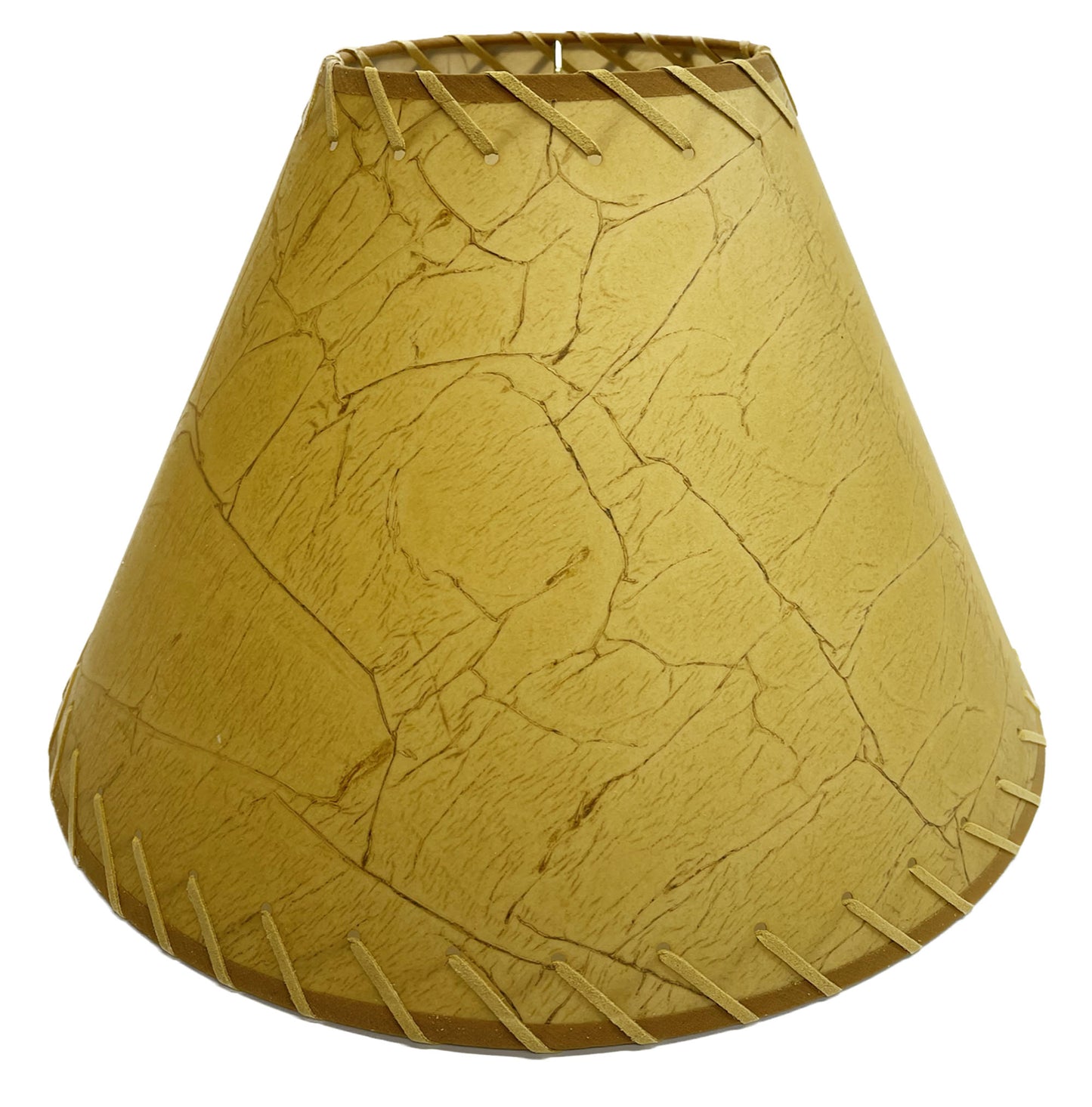 Rustic Oiled Craft Paper Crackled Lamp Shade with Suede Lacing - 16"