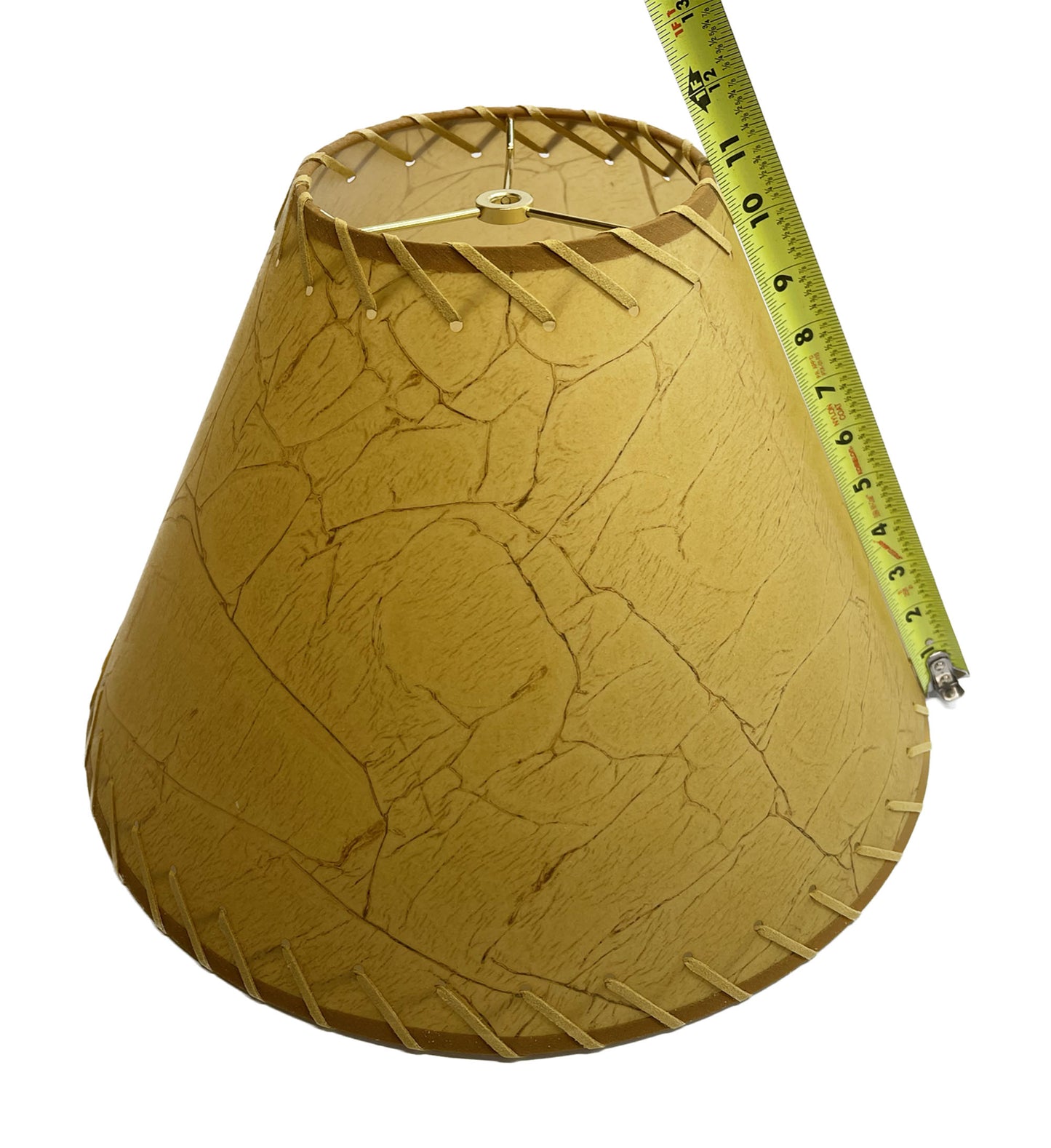 Rustic Oiled Craft Paper Crackled Lamp Shade with Suede Lacing - 16"
