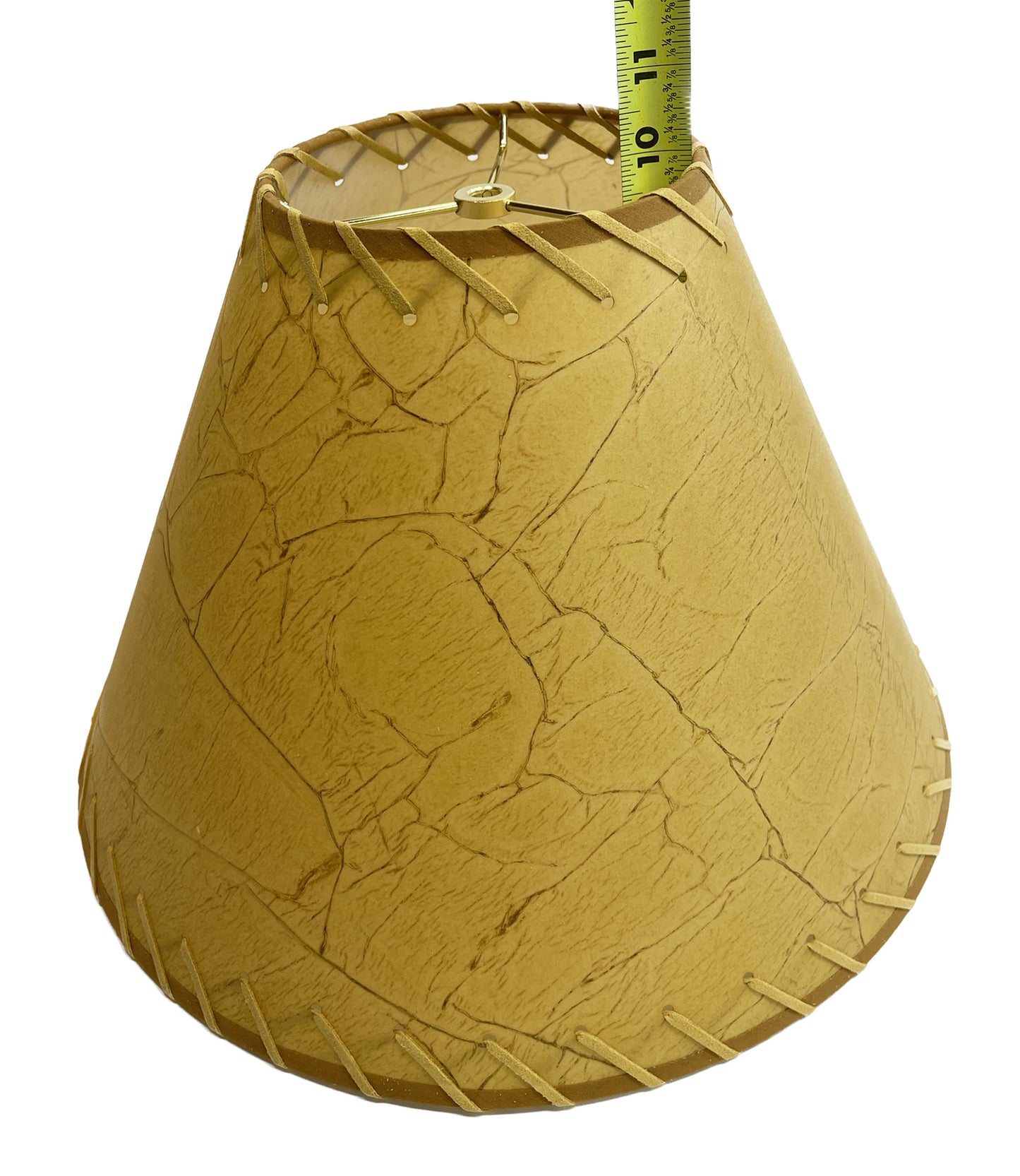 Rustic Oiled Craft Paper Crackled Lamp Shade with Suede Lacing - 16"