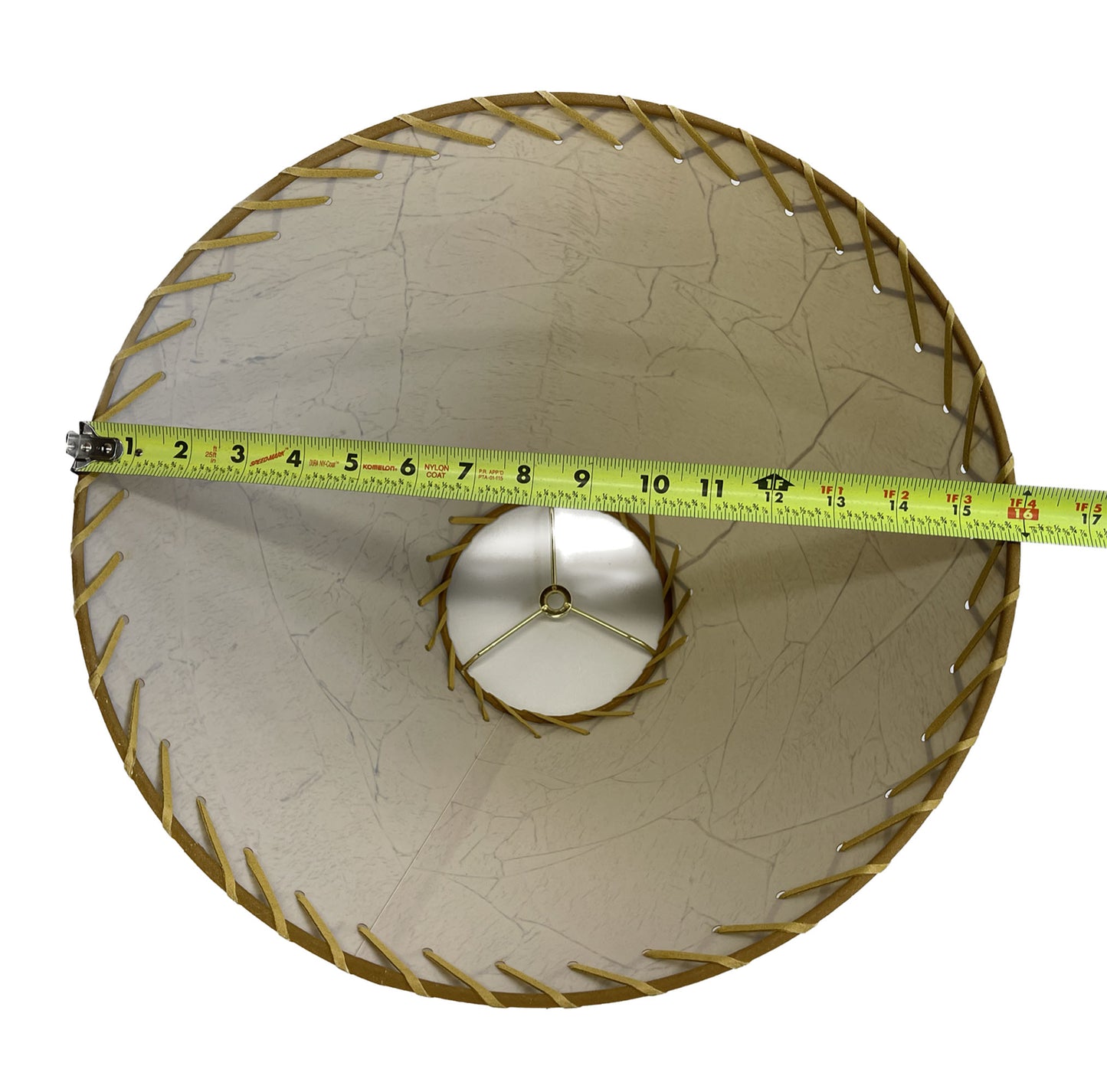 Rustic Oiled Craft Paper Crackled Lamp Shade with Suede Lacing - 16"