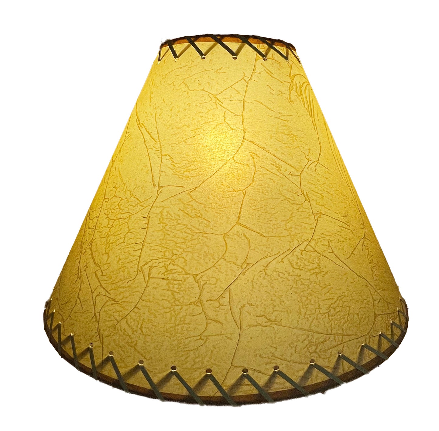 Rustic Oiled Kraft Crackled Lamp Shade with Suede Lacing - 18"