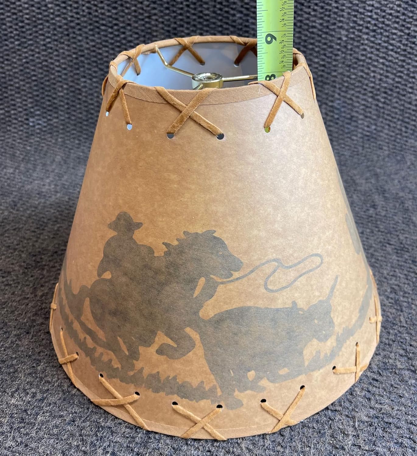Rustic Oiled Kraft Lamp Shade with Cowboy Design - 12"