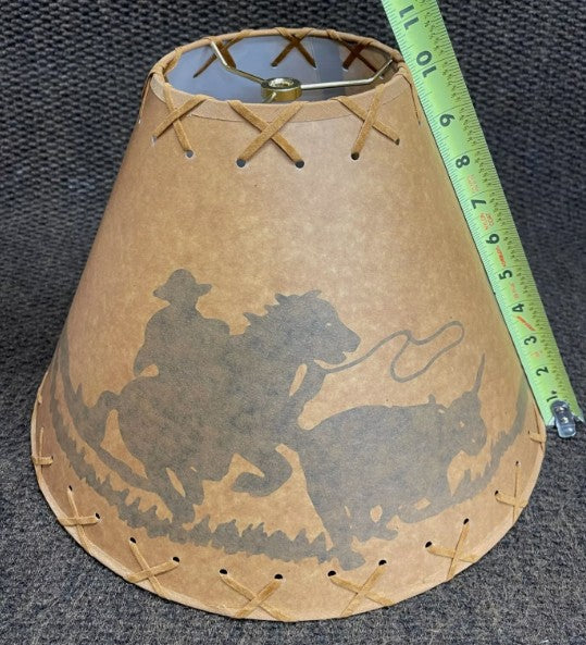 Rustic Oiled Kraft Lamp Shade with Cowboy Design - 14"