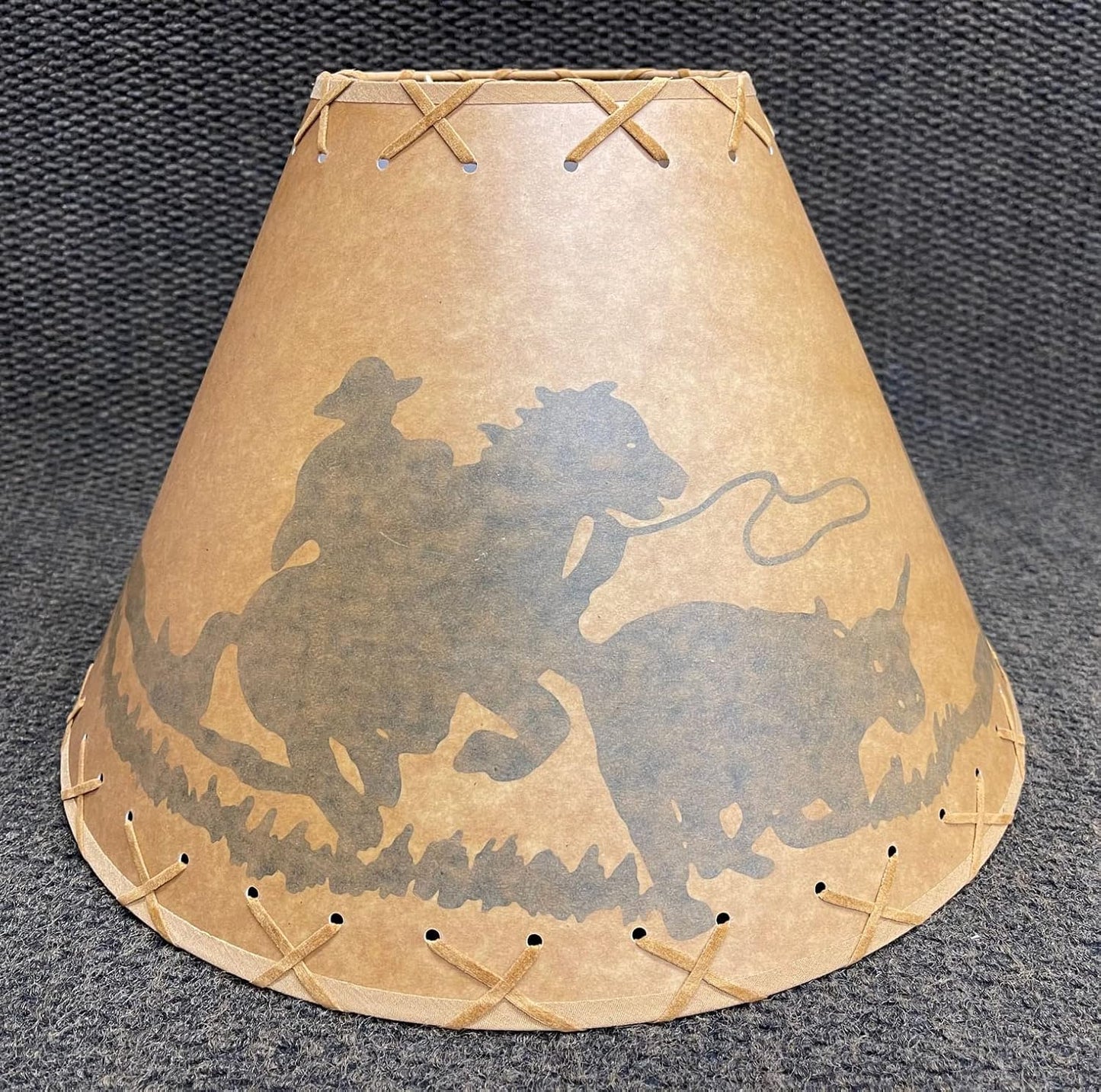 Rustic Oiled Kraft Lamp Shade with Cowboy Design - 16"