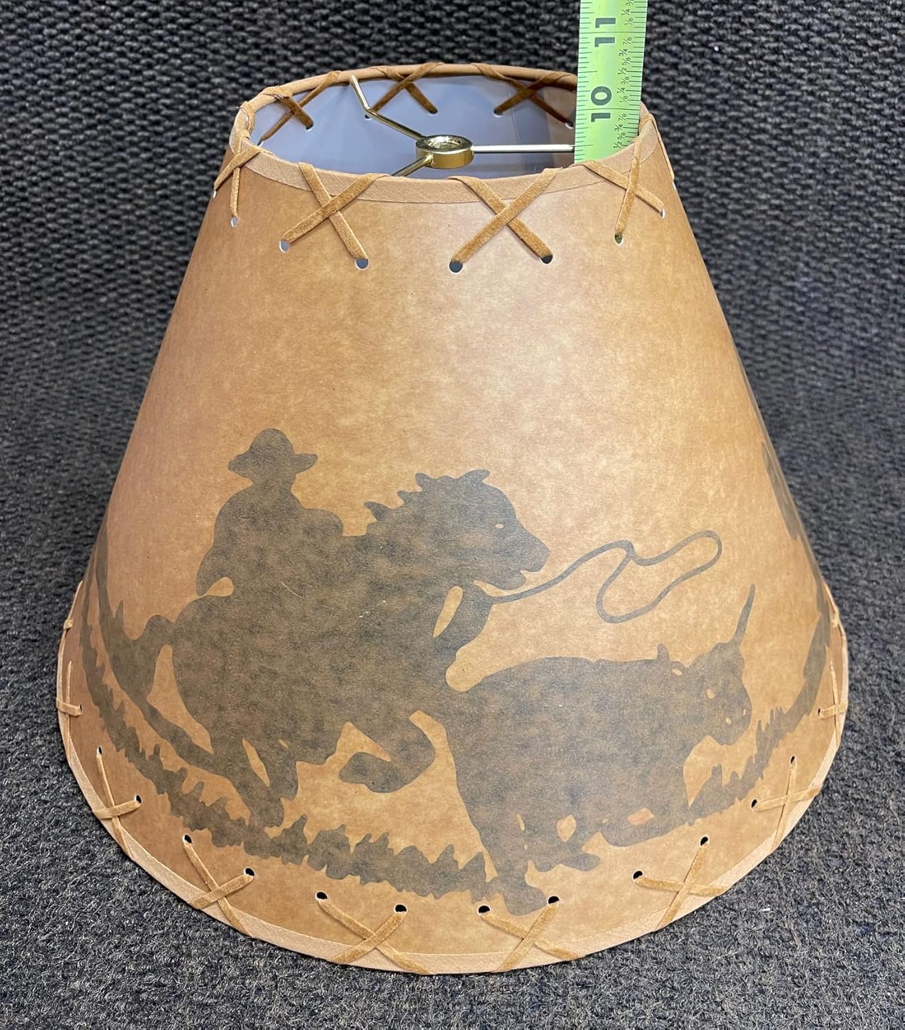 Rustic Oiled Kraft Lamp Shade with Cowboy Design - 16"