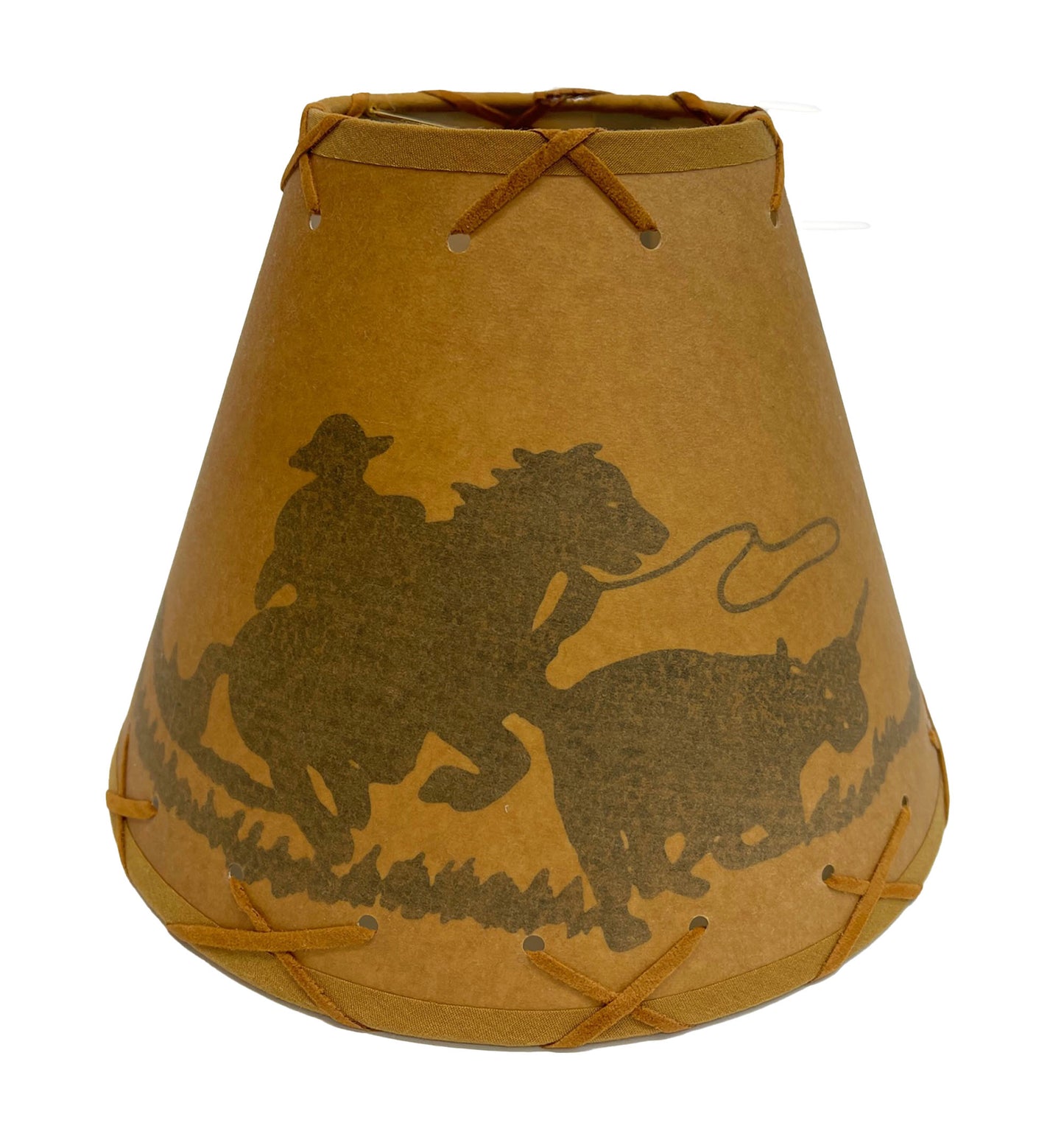 Rustic Oiled Kraft Clip-On Lamp Shade with Cowboy Design - 9"