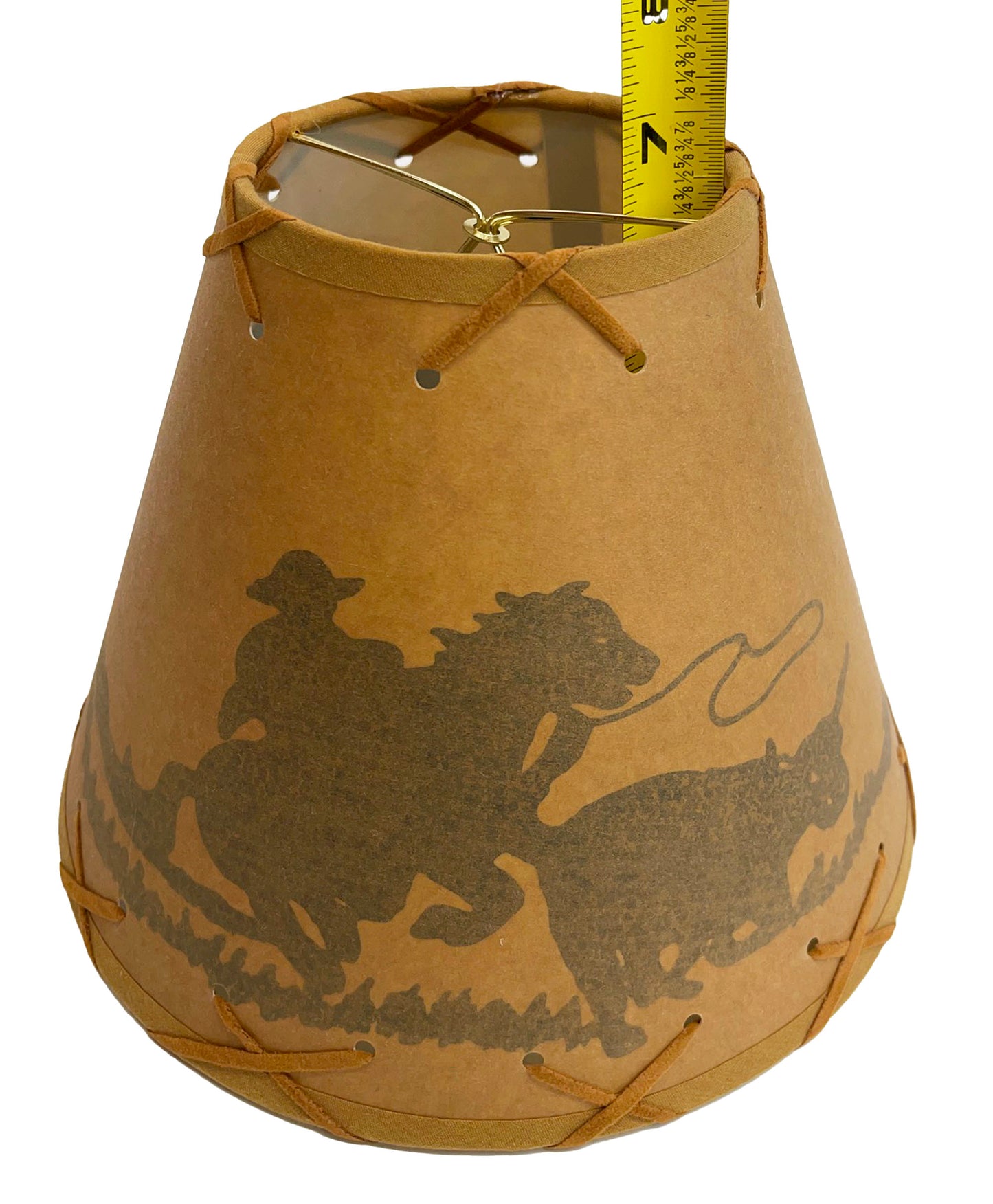 Rustic Oiled Kraft Clip-On Lamp Shade with Cowboy Design - 9"