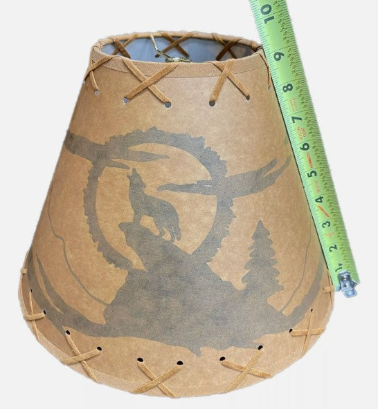 Rustic Oiled Kraft Lamp Shade with Coyote Design - 12"