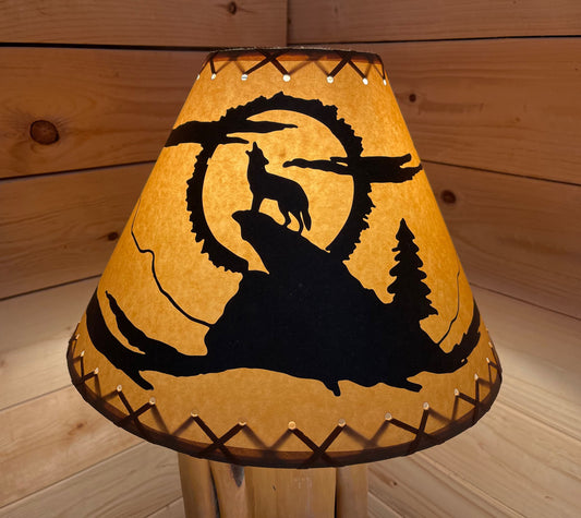 Rustic Oiled Kraft Lamp Shade with Coyote Design - 14"