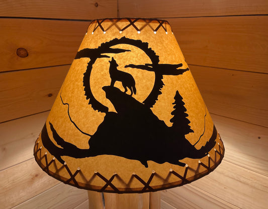 Rustic Oiled Kraft Lamp Shade with Coyote Design - 16"