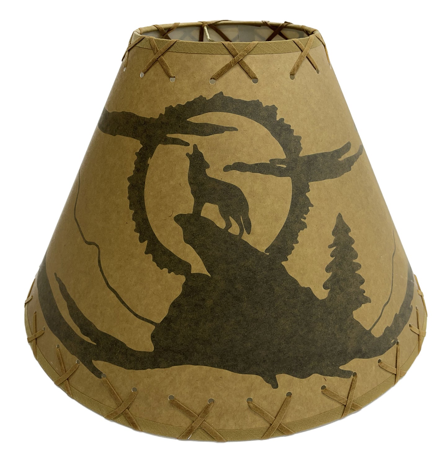 Rustic Oiled Kraft Lamp Shade with Coyote Design - 16"