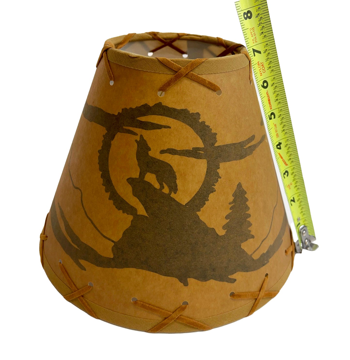Rustic Oiled Kraft Clip-On Lamp Shade with Coyote Design - 9"