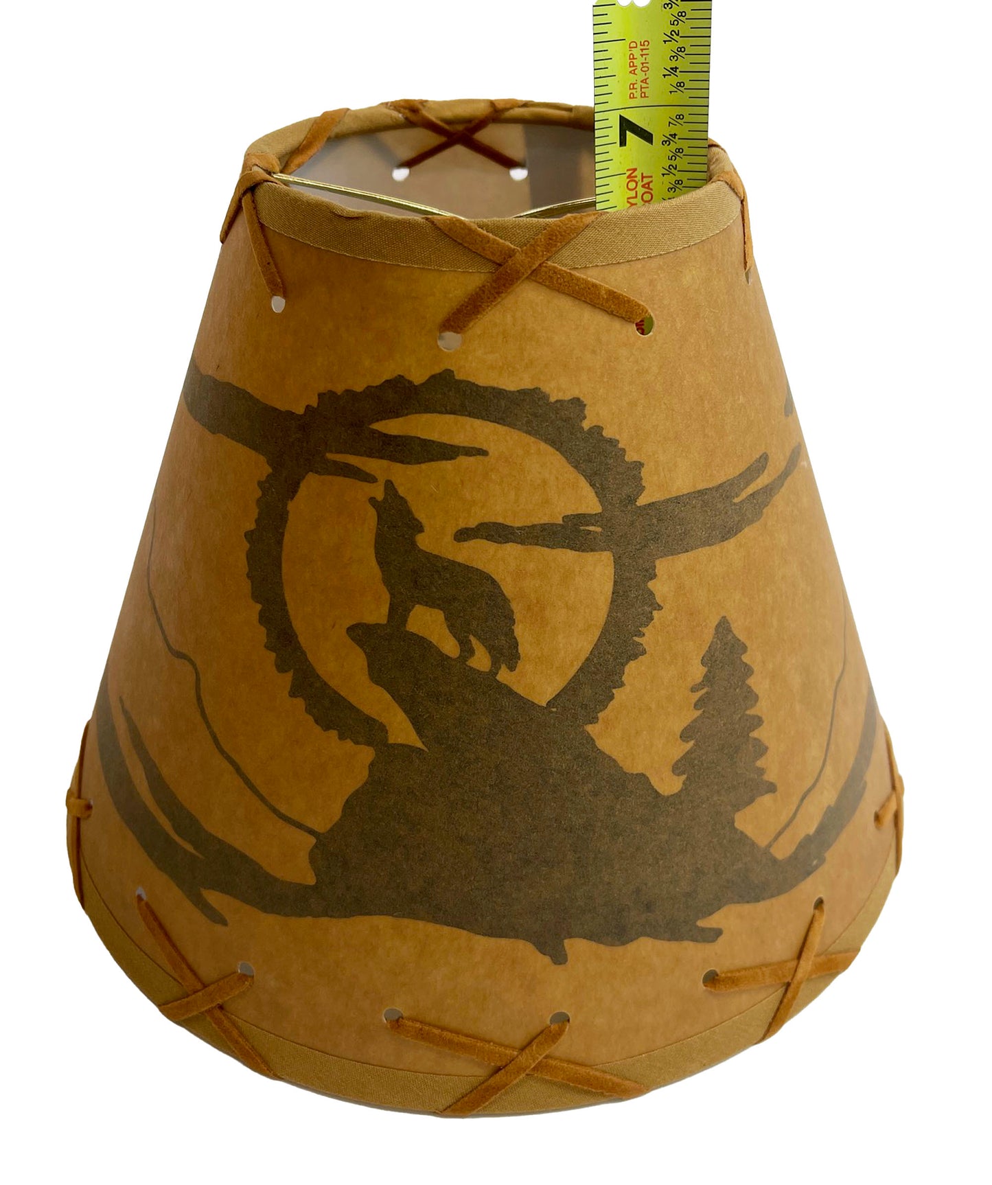 Rustic Oiled Kraft Clip-On Lamp Shade with Coyote Design - 9"