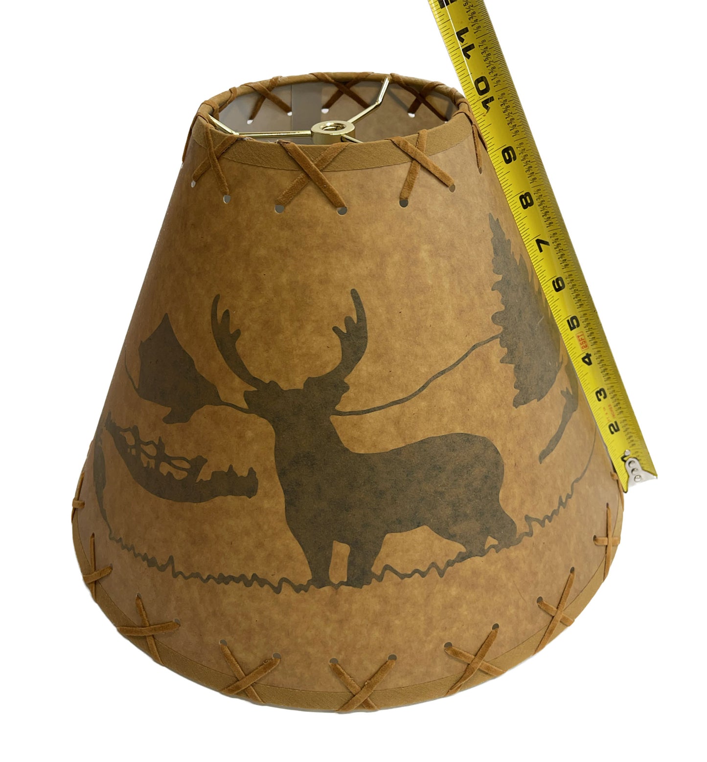 Rustic Oiled Kraft Lamp Shade with Deer Design - 14"