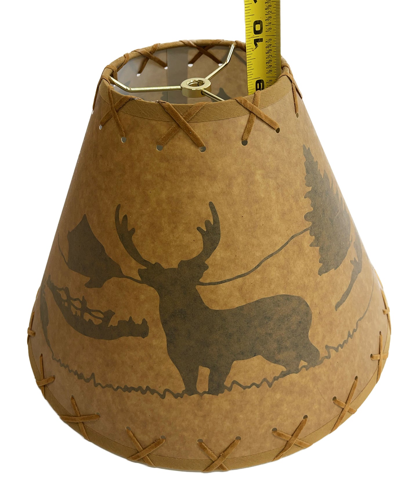 Rustic Oiled Kraft Lamp Shade with Deer Design - 14"