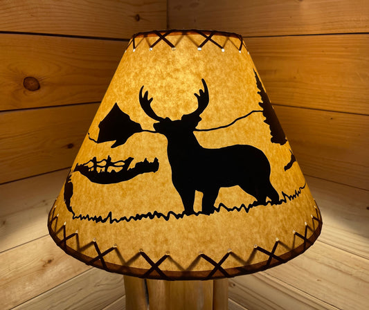 Rustic Oiled Kraft Lamp Shade with Deer Design - 16"