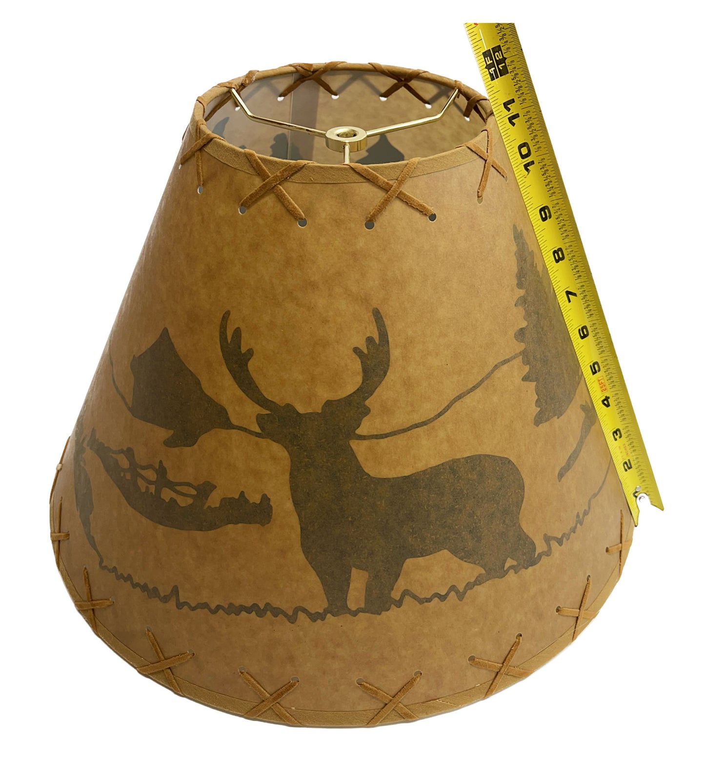 Rustic Oiled Kraft Lamp Shade with Deer Design - 16"
