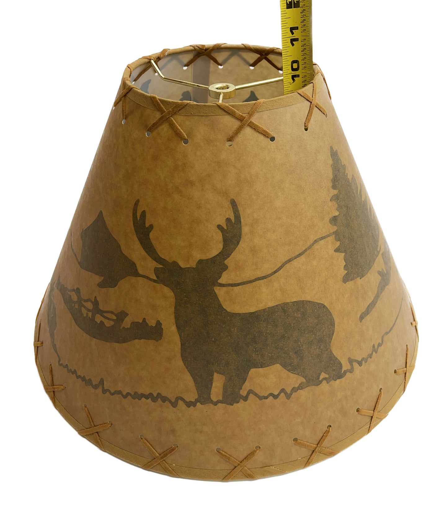 Rustic Oiled Kraft Lamp Shade with Deer Design - 16"
