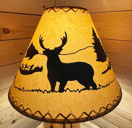 Rustic Oiled Kraft Lamp Shade with Deer Design - 18"