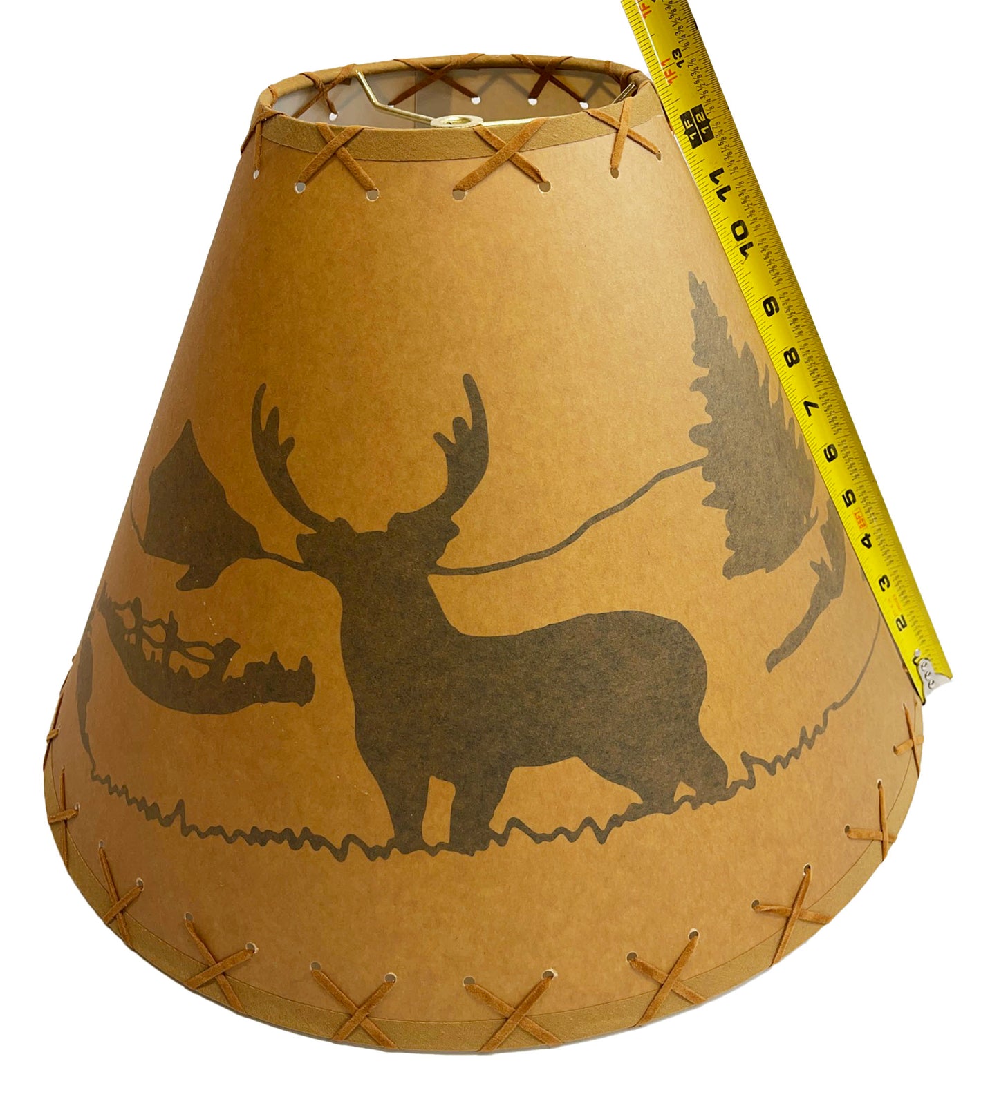Rustic Oiled Kraft Lamp Shade with Deer Design - 18"