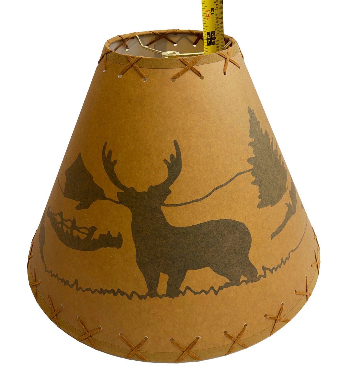 Rustic Oiled Kraft Lamp Shade with Deer Design - 18"
