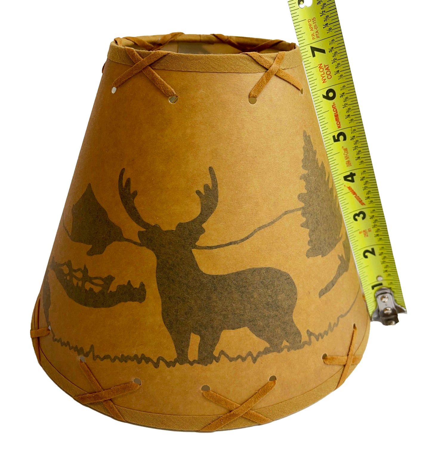 Rustic Oiled Kraft Clip-On Lamp Shade with Deer Design - 9"