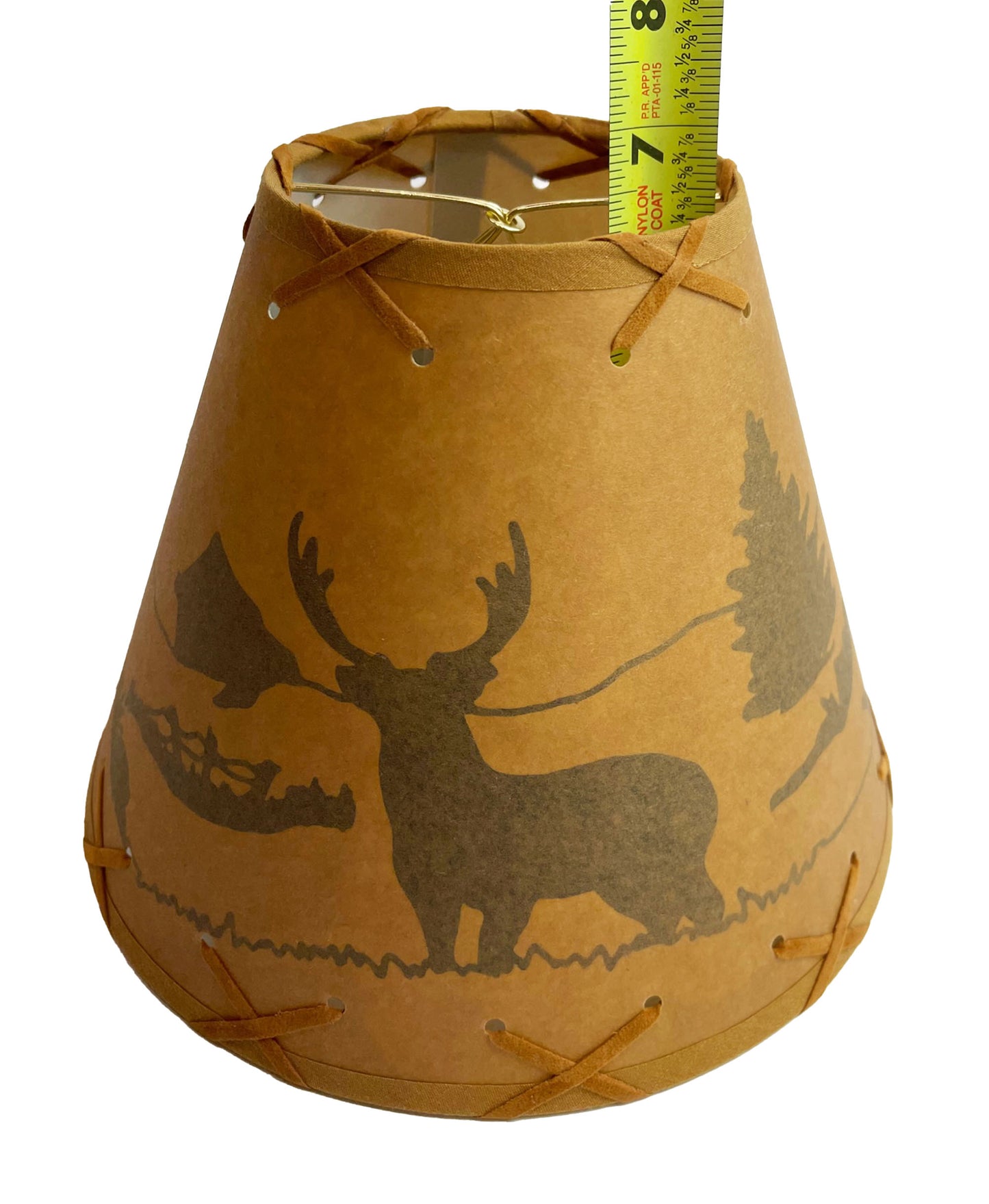 Rustic Oiled Kraft Clip-On Lamp Shade with Deer Design - 9"