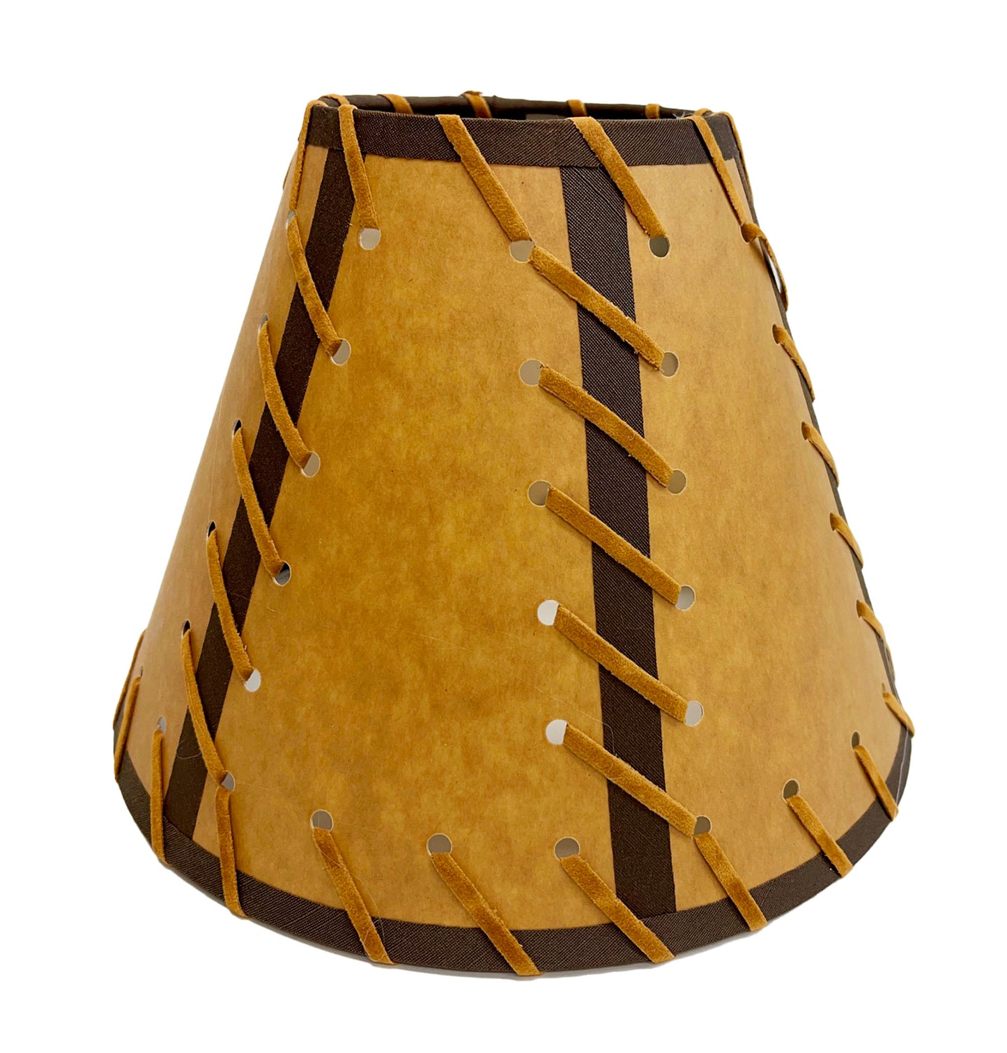 Rustic Double Laced Oiled Kraft Clip-On Lamp Shade - 9"