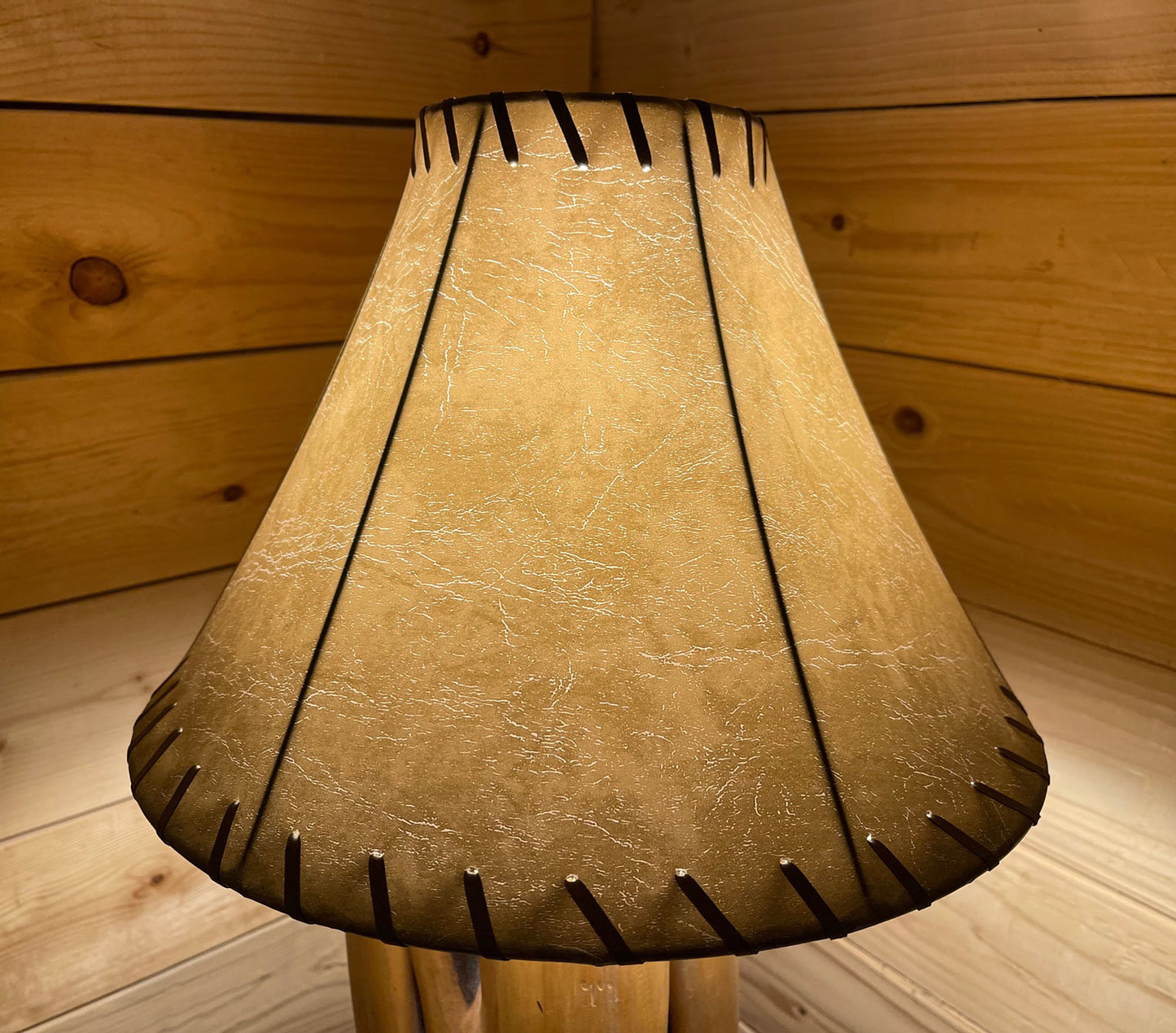 Rustic Faux Leather Bell Lamp Shade - 14"