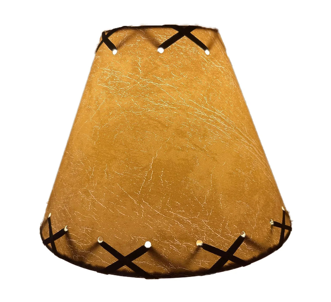 Rustic Faux Leather Hardback Laced Clip-On Lamp Shade - 9"