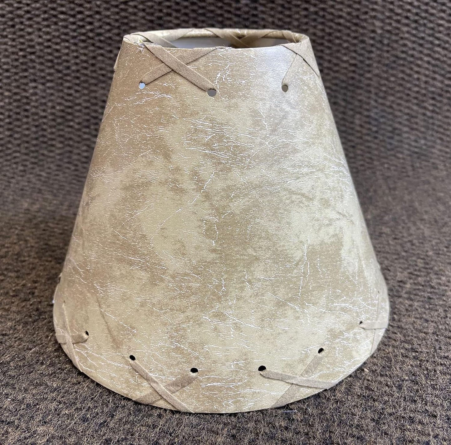 Rustic Faux Leather Hardback Laced Clip-On Lamp Shade - 9"