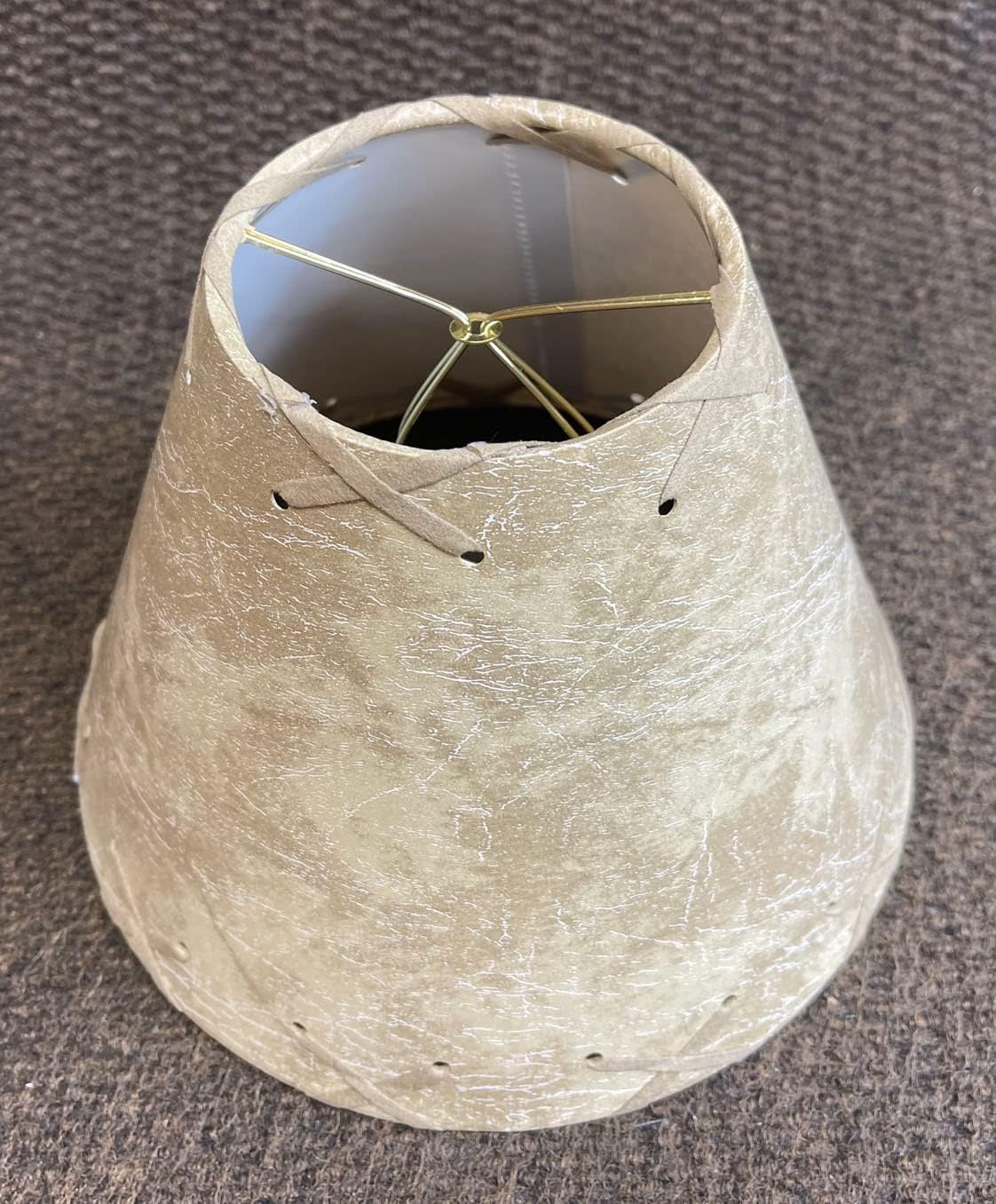 Rustic Faux Leather Hardback Laced Clip-On Lamp Shade - 9"