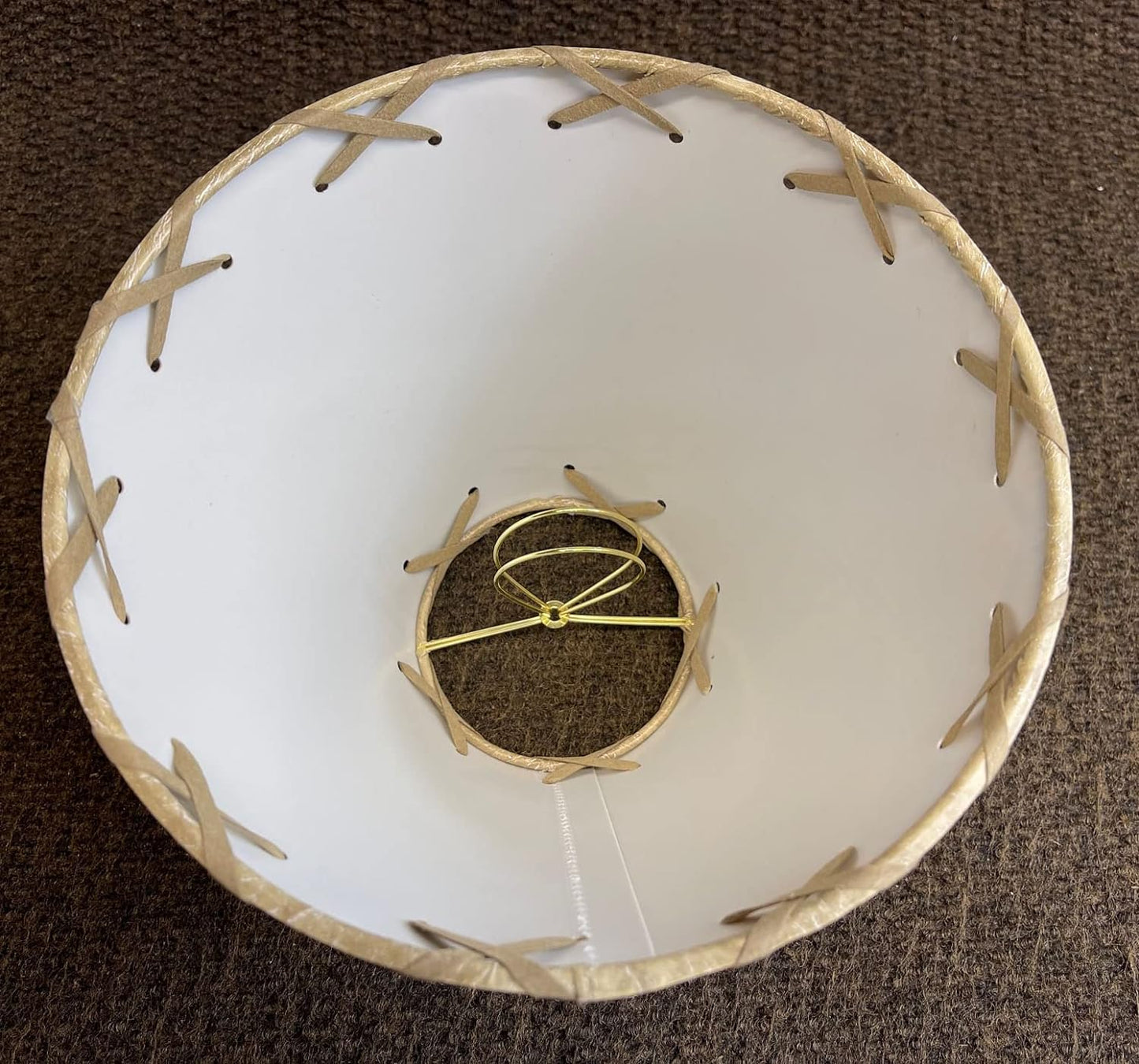 Rustic Faux Leather Hardback Laced Clip-On Lamp Shade - 9"