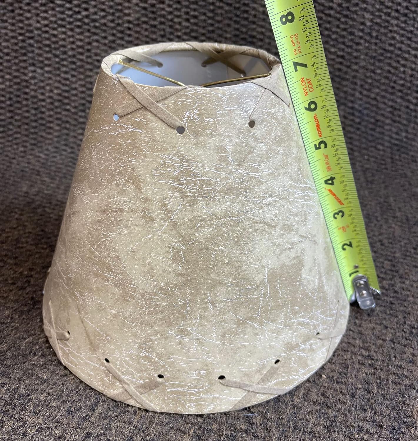 Rustic Faux Leather Hardback Laced Clip-On Lamp Shade - 9"