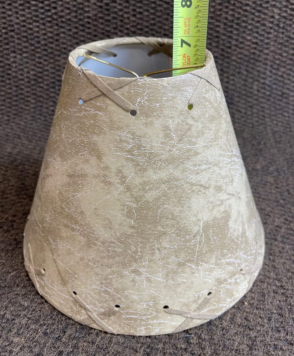 Rustic Faux Leather Hardback Laced Clip-On Lamp Shade - 9"