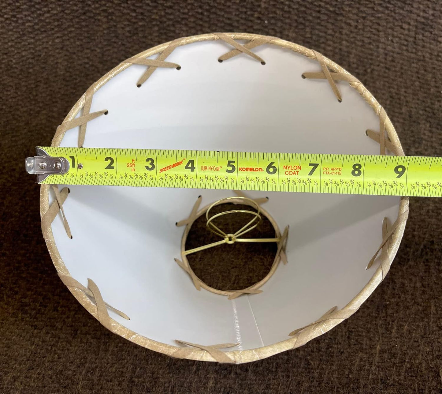 Rustic Faux Leather Hardback Laced Clip-On Lamp Shade - 9"