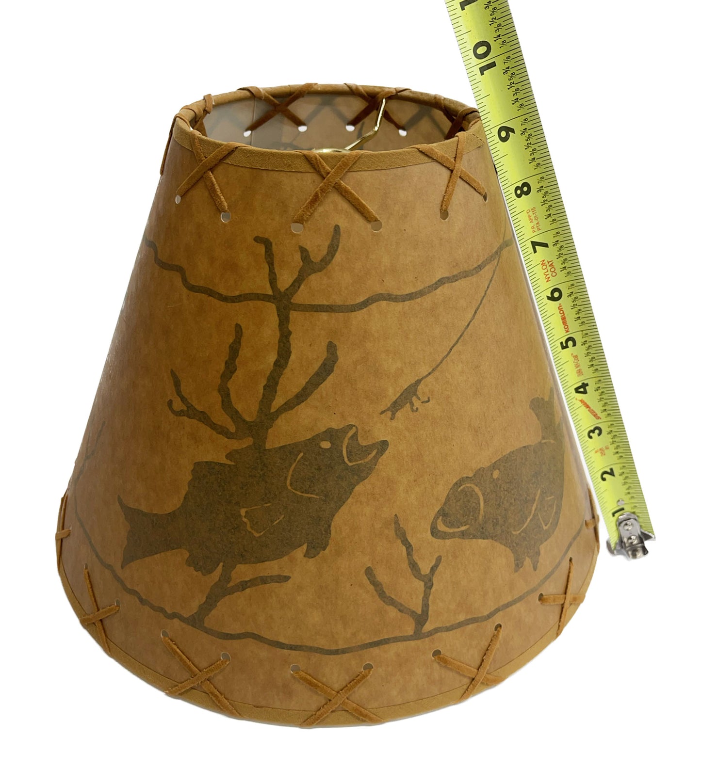 Rustic Oiled Kraft Lamp Shade with Fish Design - 12"