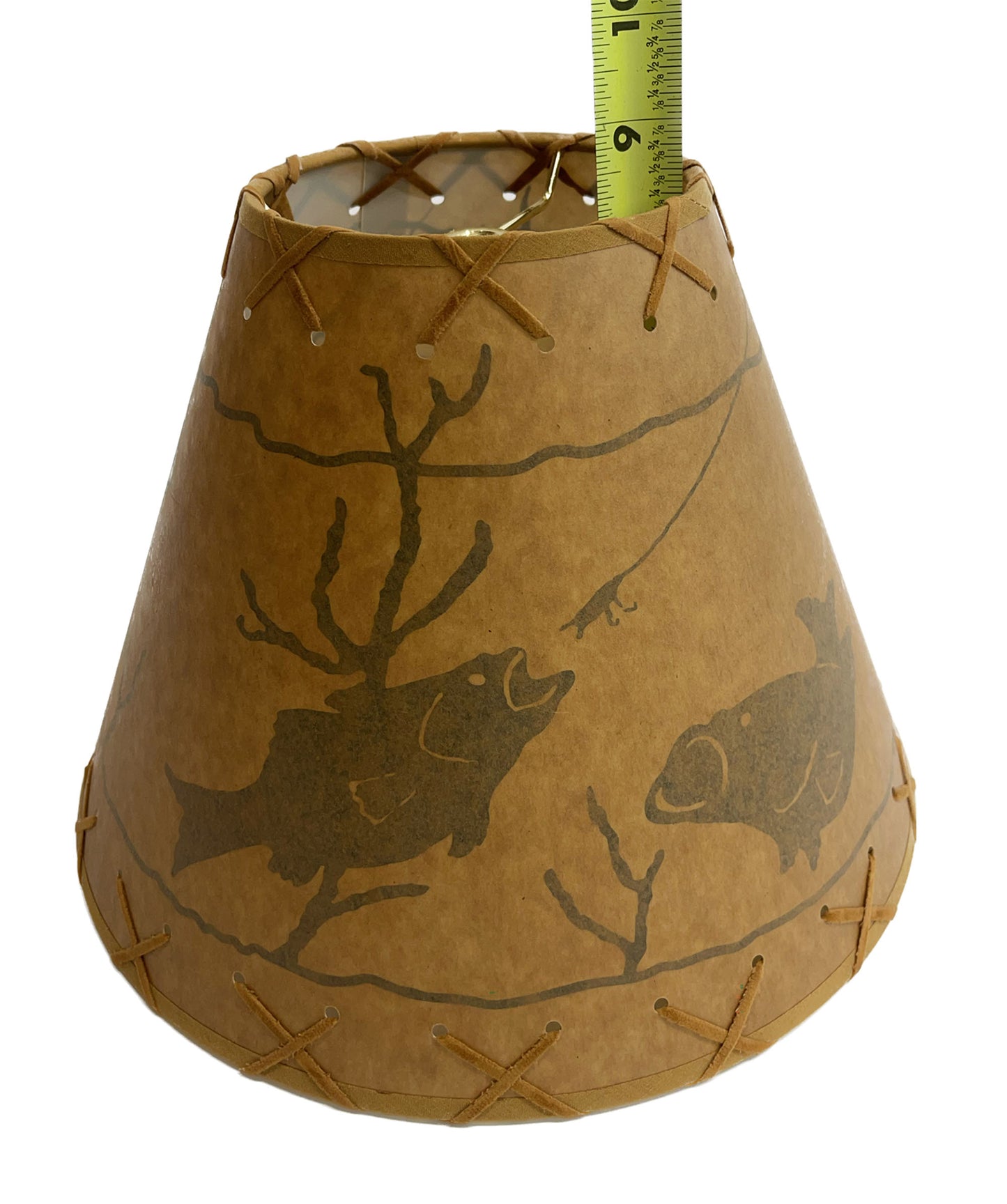 Rustic Oiled Kraft Lamp Shade with Fish Design - 12"